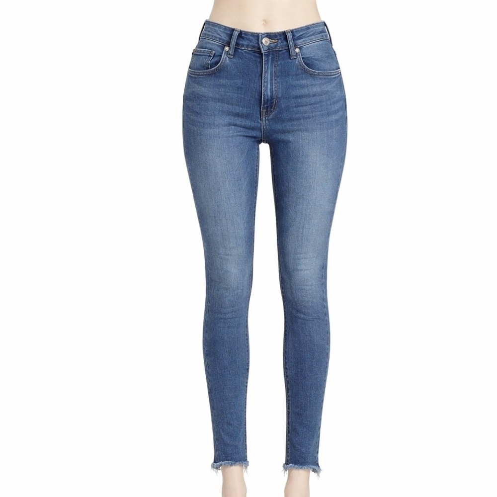 AYR The Riser Jeans Women 2 25 Blue High Rise Skinny Raw Hem Frayed Denim Casual